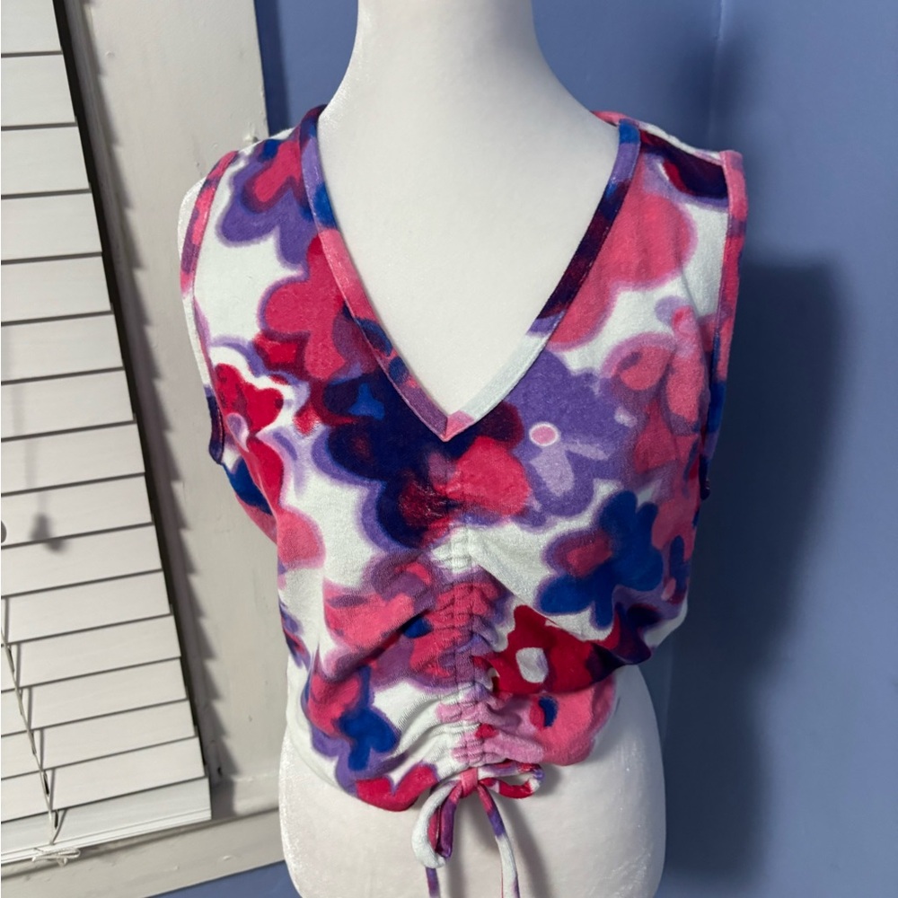 Juicy Couture Pink and Purple Floral Crop Top
